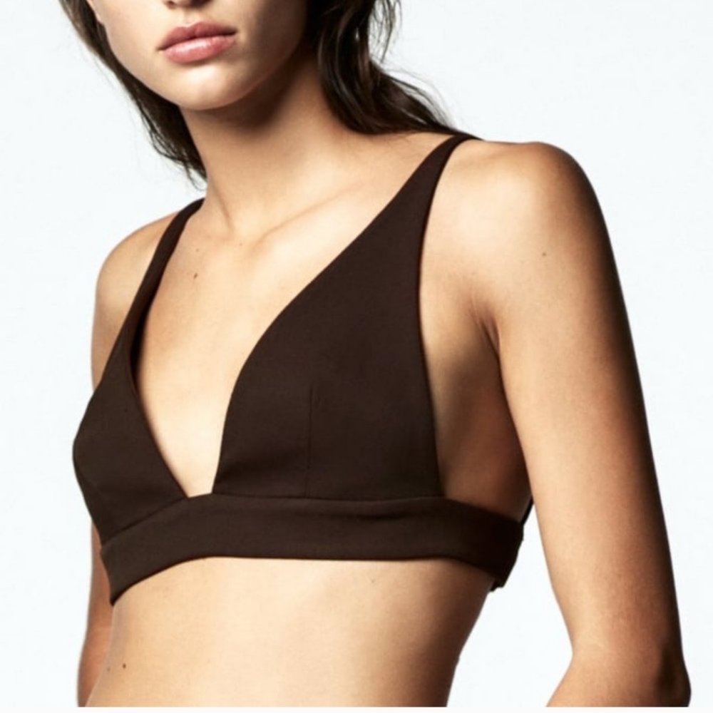 Zara Triangle Bikini Style Bralette Structured Crop Top